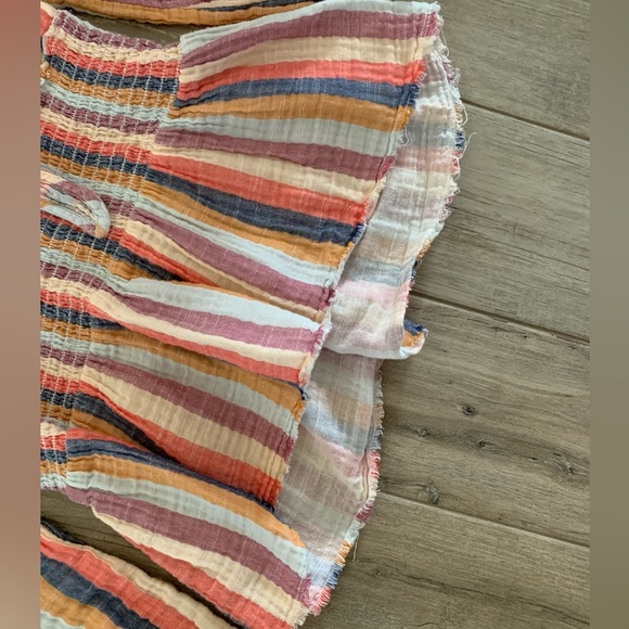 TRUE CRAFT Striped Peplum High Low V-Neck Knot Long Sleeve Top Women’s Size S/M - Picture 5 of 9